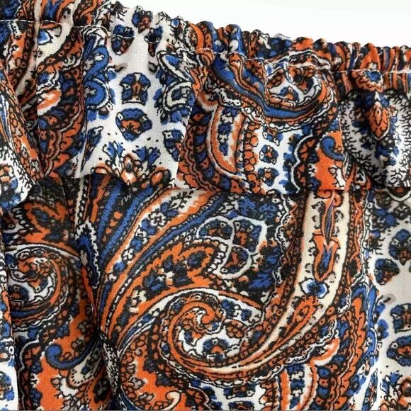 J. Crew Blue and Orange Candace Paisley Print 100% Silk Mini Dress - Picture 9 of 9